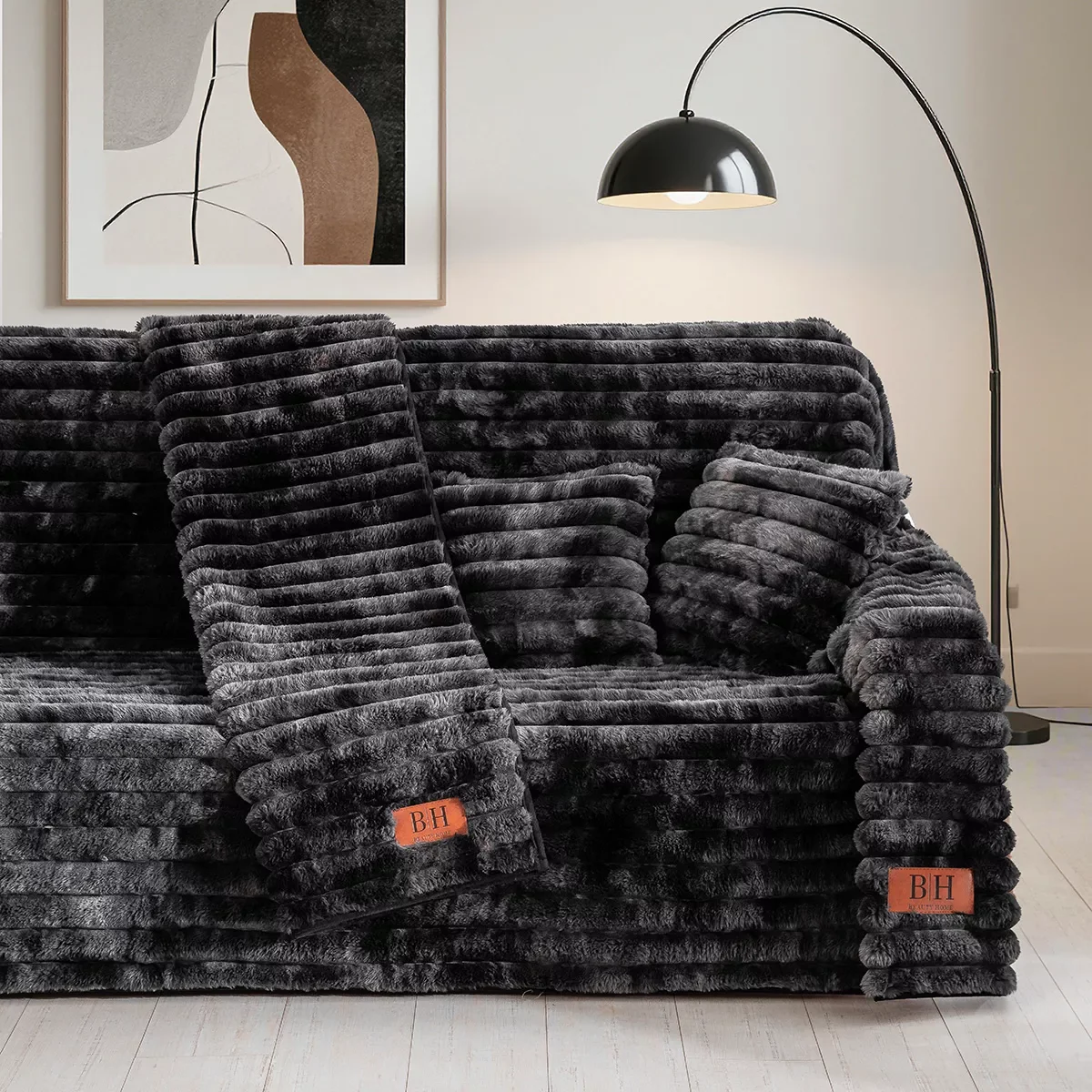 Φωτογραφία προϊόντος: Beauty Home Σετ ριχτάρι 2τμχ Fur Tie Dye Art 8681 (180x250+180x300) Ανθρακί Σετ ριχταριών 2τμχ