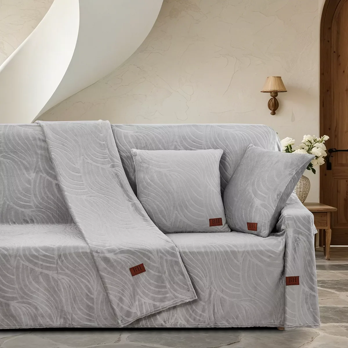 Φωτογραφία προϊόντος: Beauty Home Σετ ριχτάρι 2τμχ Sienna Art 8671 (180x250+180x300) Γκρι Σετ ριχταριών 2τμχ