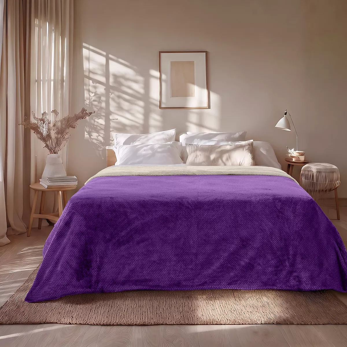 Φωτογραφία προϊόντος: Beauty Home Κουβέρτα υπέρδιπλη διπλής όψεως Art 11601 Jacquard fleece 700gsm Fiesta Plus 220x240 Εκρού,Μωβ 220x240